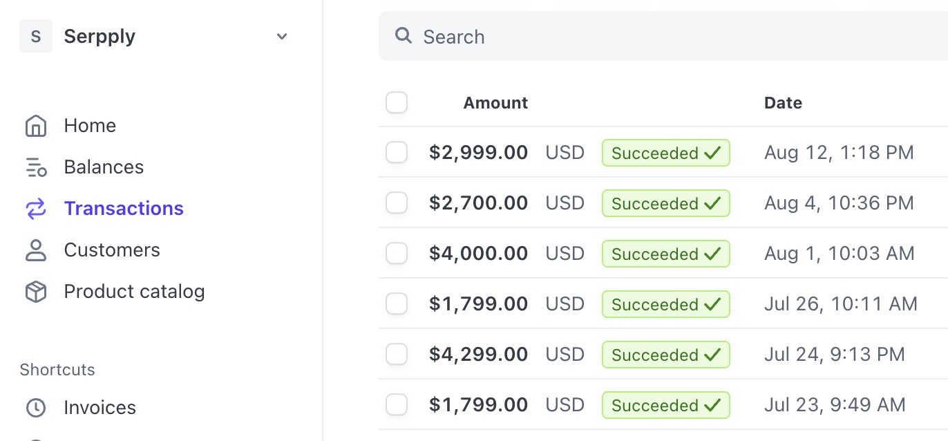 Stripe Transactions